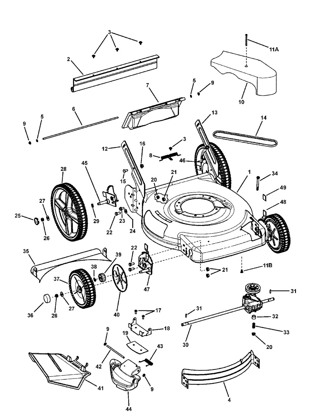 Wheels And Covers Group Diagram and Parts List for 7800471-BTP22675HWFC 2009 Briggs and Stratton Lawn Mower